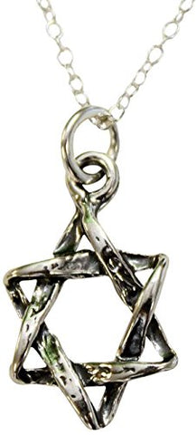 Silver Star of David Necklace - Chain 18 inch  Pendant 1/2 inch W X 3/4 inch H