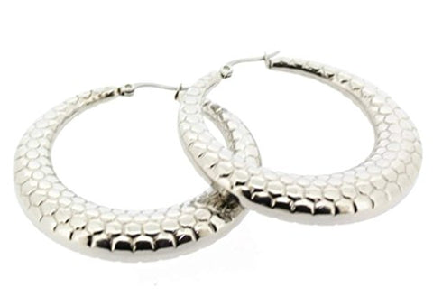 Ben and Jonah Stainless Steel Hoop Earring with Dragon Scale Design 50mm