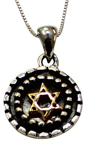 Silver Star of David Necklace With Gold Plating - Chain 18 inch  Pendant 1/2 inch  D