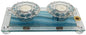 Ultimate Judaica Candle Stick With Tea Light Applique - Ocean Blue - Tray 11  inch  W X 6  inch  L Candlesticks 2  inch  H