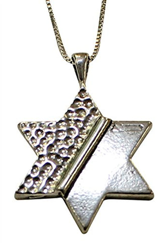 Silver Star Of David Necklace - Chain 18 inch  Pendant 3/4 inch  H 3/4 inch  W