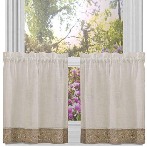 Ben&Jonah Collection Oakwood 58x24 Window Curtain Tier Pair - Natural