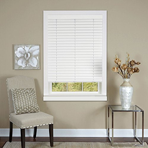 Plantation Collection Cordless Vinyl Venetian 2-Inch Mini Blind - White - 36 inch  x 64 inch  (Actual Measurement 35.5 inch  x 64 inch )