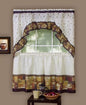 Park Avenue Collection Coffee - Printed Tier and Swag Set - 57x24 Tier Pair/57x30 Swag - Multi