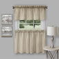 Ben&Jonah Collection Richmond Window Kitchen Curtain Tier Pair and Valance Set - 58 x 24/58x14 - Tan