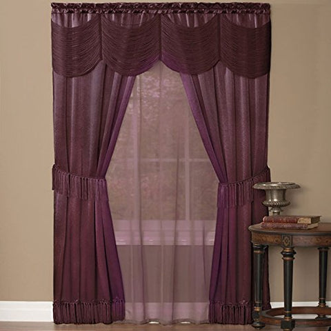 Ben&Jonah Collection Halley 6 Piece Window Curtain Set - 56x63 - Merlot