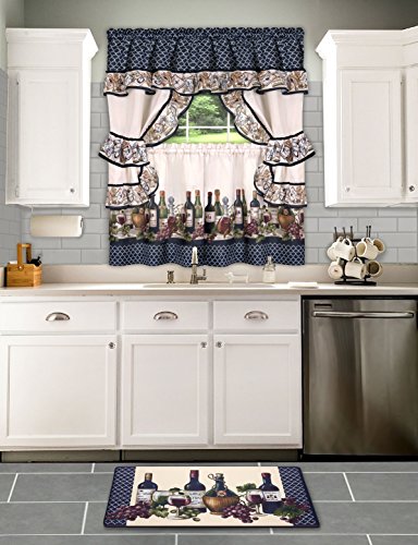 Ben&Jonah Collection Chateau Cottage Window Curtain Set - 57x24 - Navy