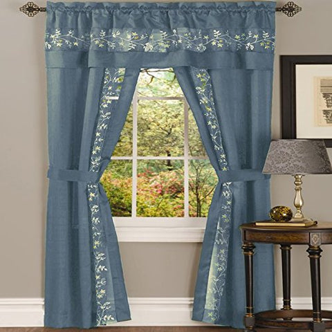 Ben&Jonah Collection Fairfield 5 Piece Window Curtain Set - 55x63 - Ice Blue