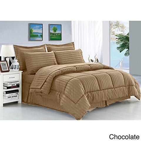 Cozy Home Down Alternative 8 Piece Embossed Comforter Set - Mocha (Queen)