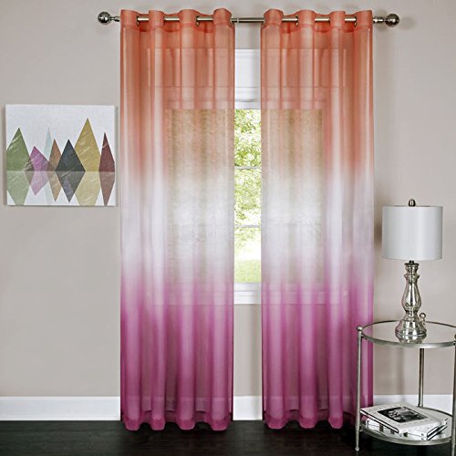 Ben&Jonah Collection Rainbow - Single Grommet Window Curtain Panel - 52x84 Pink