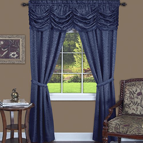 Ben&Jonah Collection Panache 5 Piece Window Curtain Set - 55x84 - Navy