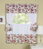 Park Avenue Collection Wisteria Embellished Cottage Set - 58x24 Tailored Tier Pair/58x36 Tailored Topper with attached swaggers and tiebacks. - Rose