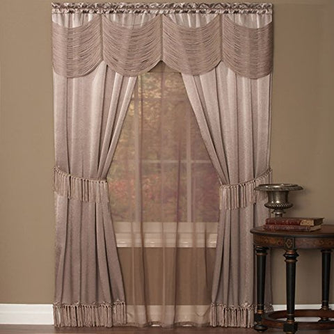 Ben&Jonah Collection Halley 6 Piece Window Curtain Set - 56x63 - Mauve