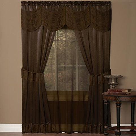 Ben&Jonah Collection Halley 6 Piece Window Curtain Set - 56x63 - Chocolate