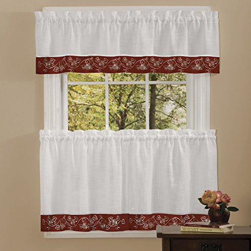 Ben&Jonah Collection Oakwood 58x14 Window Curtain Valance - Burgundy