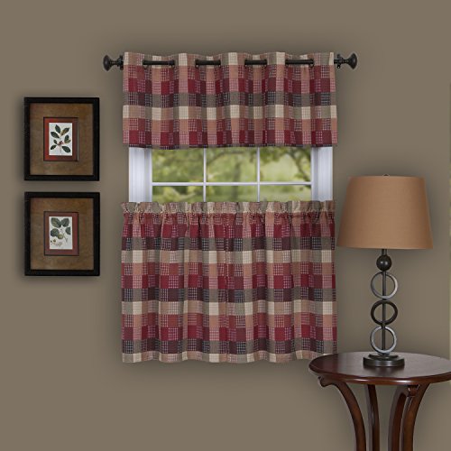 Ben&Jonah Collection Harvard - Window Curtain Tier Pair - 57x36 Burgundy