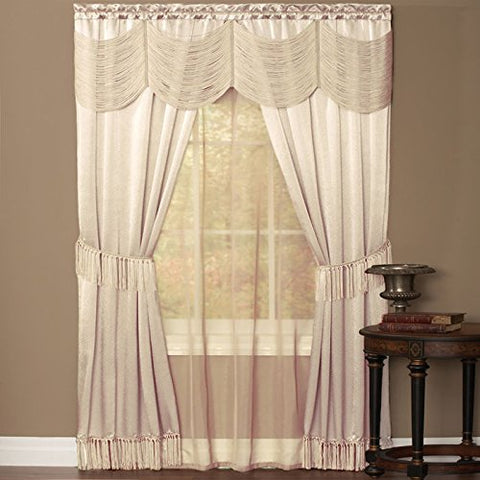 Ben&Jonah Collection Halley 6 Piece Window Curtain Set - 56x63 - Ivory