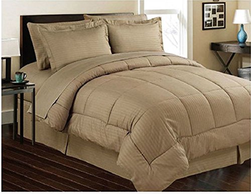 ComfortLiving Down Alternative 8 Piece Embossed Comforter Set - Mocha (King)
