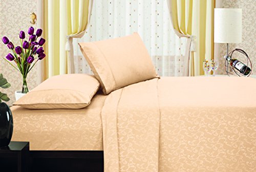 Ben&Jonah Designer Plush King Flower Embossed Sheet Set -Ivory