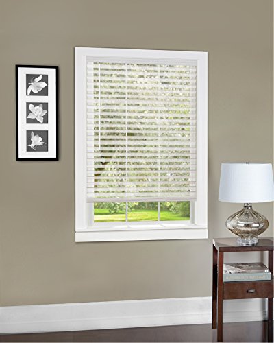 Plantation Collection Set of 6 Cordless Light Vane 2-Inch Sheer Mesh Fabric Blinds - White - 33 inch  x 64 inch  (Actual Measurement 32.5 inch  x 64 inch )