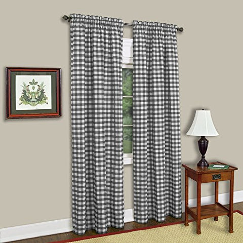 Ben&Jonah Collection Buffalo Check Window Curtain Panel - 42x63 - Black