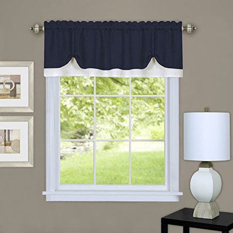 Ben&Jonah Collection Darcy Window Curtain Valance 58x14 - Navy/White