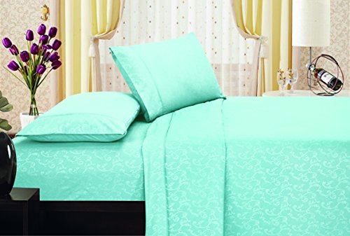 Ben&Jonah Designer Plush King Flower Embossed Sheet Set -Blue