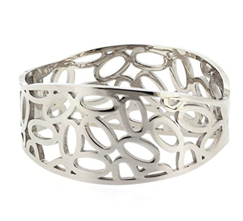 Ben and Jonah Stainless Steel Ladies Polished Hinge Bracelet with Modern Oval Design