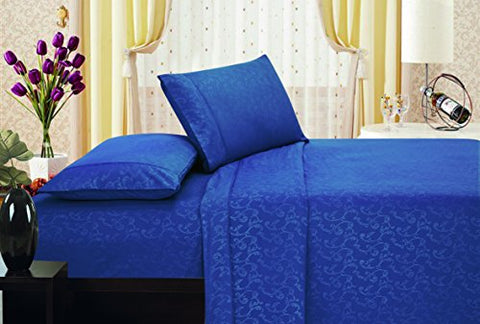 Ben&Jonah Designer Plush Twin Flower Embossed Sheet Set -Navy