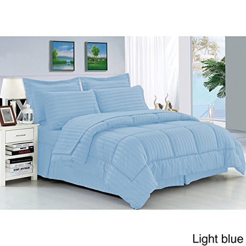 Cozy Home Down Alternative 8 Piece Embossed Comforter Set - Light Blue (King)