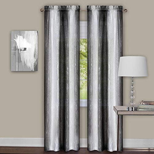 Ben&Jonah Collection Sombre Window Curtain Panel Pair 40x63 - Black / White