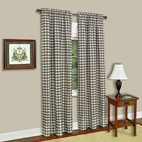 Ben&Jonah Collection Buffalo Check Window Curtain Panel - 42x84 - Taupe