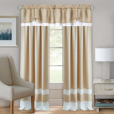 Ben&Jonah Collection Darcy Rod Pocket Window Curtain Panel - 52x63 - Tan/White