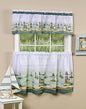 Park Avenue Collection Hamptons Printed Tier and Valance set 58x36 Tier Pair and 58x13 Valance - Sand
