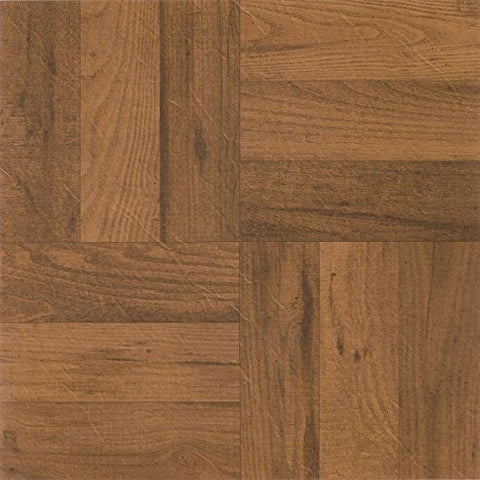 Park Avenue Collection NEXUS 3 Finger Med. Oak Parquet 12 Inch x 12 Inch Self Adhesive Vinyl Floor Tile #225 - 20 Tiles