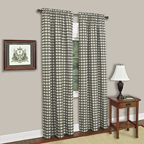 Ben&Jonah Collection Buffalo Check Window Curtain Panel - 42x84 - Sage