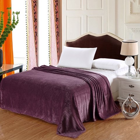 Popular Home Pinstripe Collection Purple Queen Size Ultra Plush Blanket