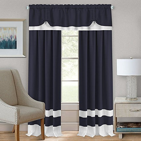 Ben&Jonah Collection Darcy Rod Pocket Window Curtain Panel - 52x84 - Navy/White