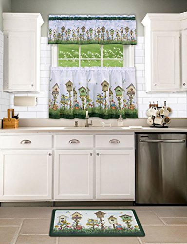 Ben&Jonah Collection Home Sweet Home Printed Tier and Valance Window Curtain set 58x24 Tier Pair and 58x13 Valance - Multi
