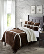 Simple Elegance by Ben&Jonah 3 Piece Queen Size Flannel Blanket Set with Sherpa Backing (90" x 90") - Chocolate