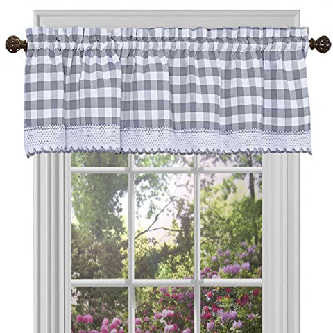 Ben&Jonah Collection Buffalo Check Window Curtain Valance - 58x14 - Grey