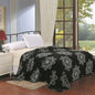 Ben&Jonah Designer Plush King Daisy Microplush Blanket -Black