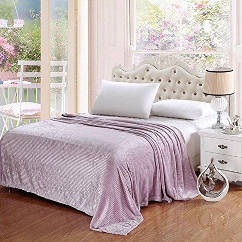 Ben&Jonah Designer Plush Twin Pinestripe Warm Blanket -Lavender