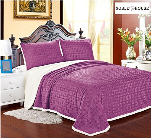 Luxurious Home Ultra Soft Reversible Queen Blanket with Sherpa Lining - Mauve