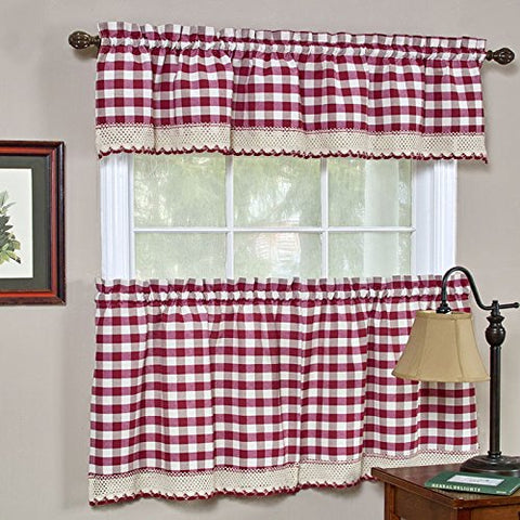 Park Avenue Collection Buffalo Check Tier Pair - 58x36 - Burgundy