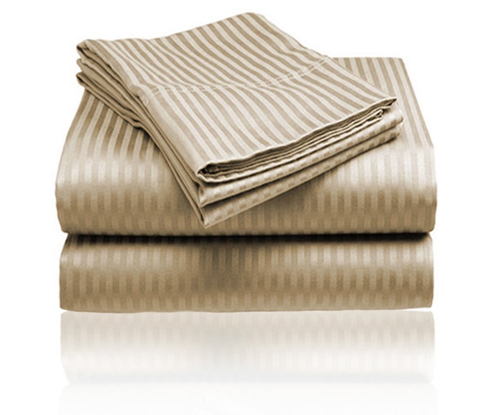 Cozy Home 1800 Series Embossed Striped 4-Piece Sheet Set King - Beige