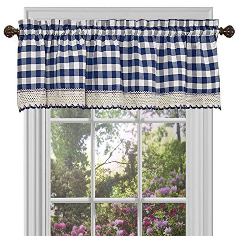 Ben&Jonah Collection Buffalo Check Window Curtain Valance - 58x14 - Navy