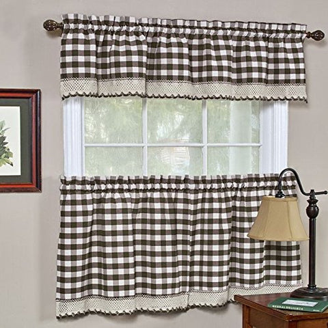 Park Avenue Collection Buffalo Check Tier Pair - 58x24 - Chocolate