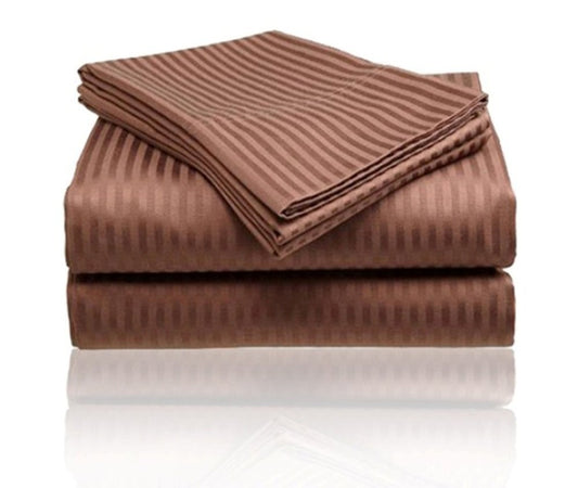 Cozy Home 1800 Series Embossed Striped 4-Piece Sheet Set Full - Chocolate