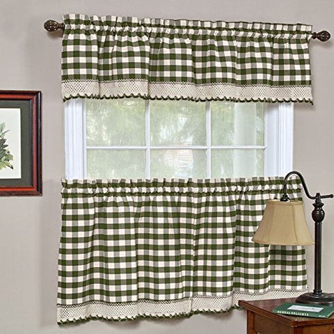 Park Avenue Collection Buffalo Check Tier Pair - 58x24 - Sage